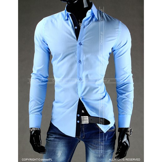 Błękitna koszula z długim rękawem (dx0572) dstreet niebieski Koszule z długim rękawem męskie