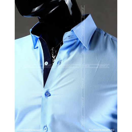 Błękitna koszula z długim rękawem (dx0572) dstreet niebieski bawełna