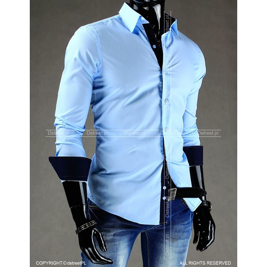 Błękitna koszula z długim rękawem (dx0572) dstreet niebieski elegancki