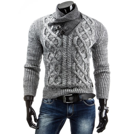 Sweter męski (wx0493) dstreet szary minimalistyczny