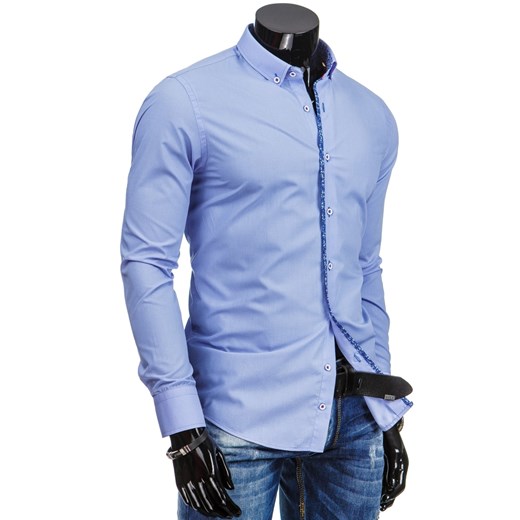 Koszula męska DSTREET błękitna (dx0850) dstreet niebieski fit