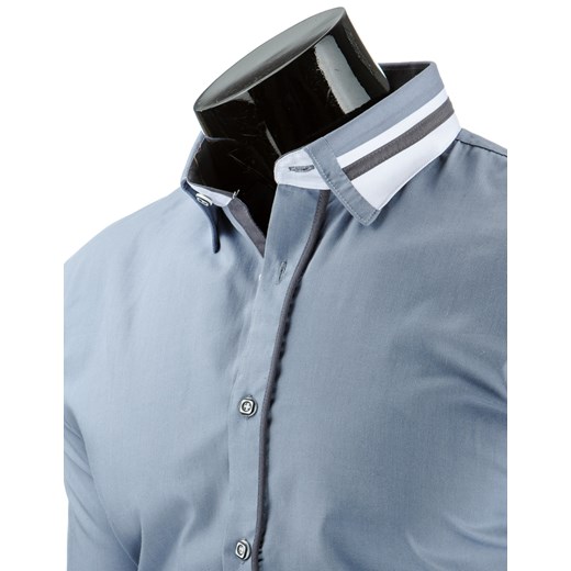 Koszula męska szara (dx0910) dstreet niebieski Koszule z długim rękawem męskie