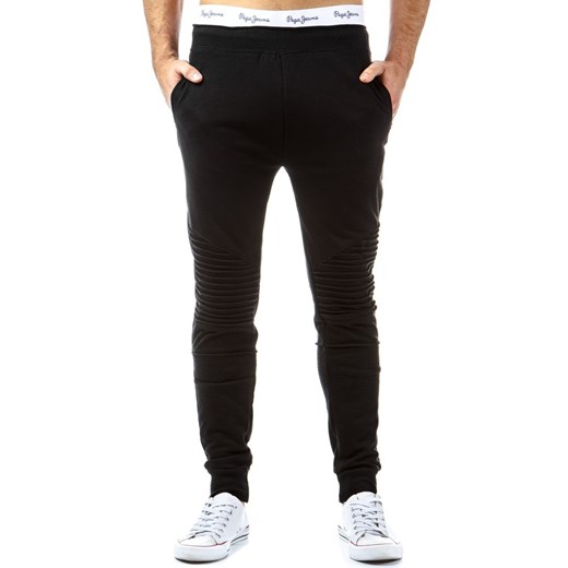 Spodnie sportowe męskie (ux0228) dstreet czarny ściągacz