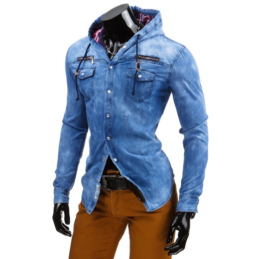 Koszula męska jeansowa (dx0872) dstreet niebieski fit