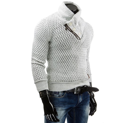 Sweter męski (wx0568) dstreet szary dopasowane