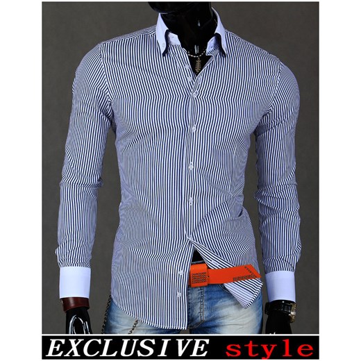 Koszula z długim rękawem (dx0538) dstreet niebieski Koszule z długim rękawem męskie