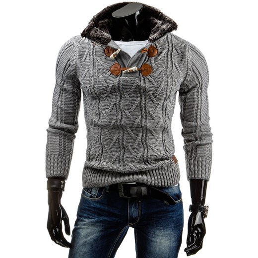 Sweter męski (wx0577) dstreet szary dopasowane