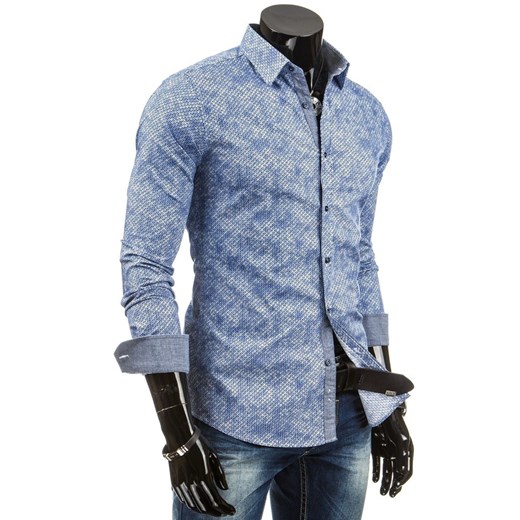 Koszula z długim rękawem (dx0764) dstreet niebieski Koszule z długim rękawem męskie