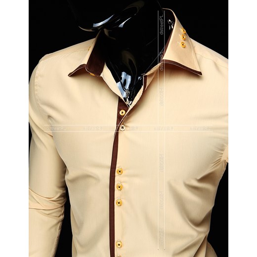 Kremowa koszula z długim rękawem (dx0524) dstreet bezowy Koszule z długim rękawem męskie