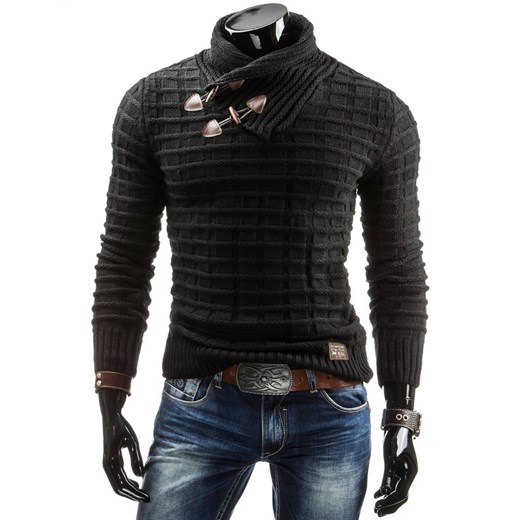Sweter (wx0484) dstreet czarny minimalistyczny