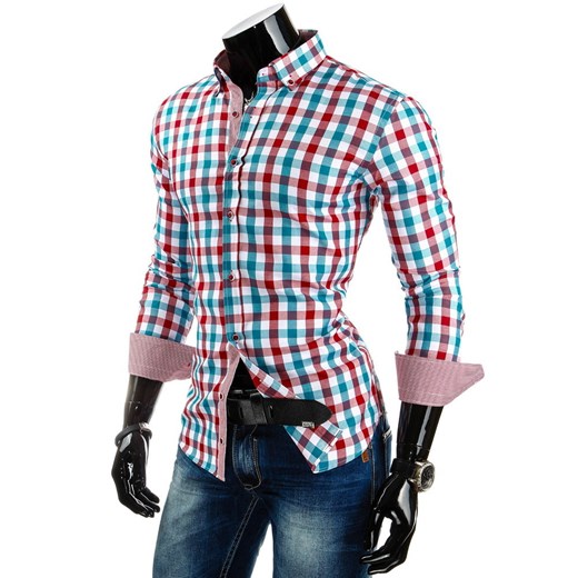 Koszula z długim rękawem (dx0605) dstreet fioletowy kratka