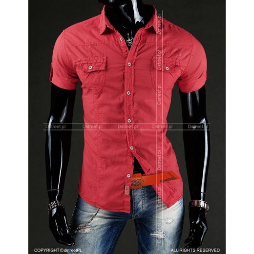 Koszula z krótkim rękawem (kx0312) dstreet czerwony rękawy