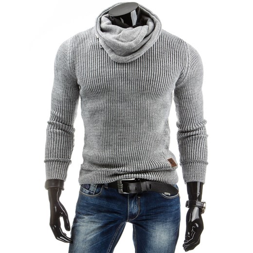 Sweter (wx0558) dstreet szary dopasowane