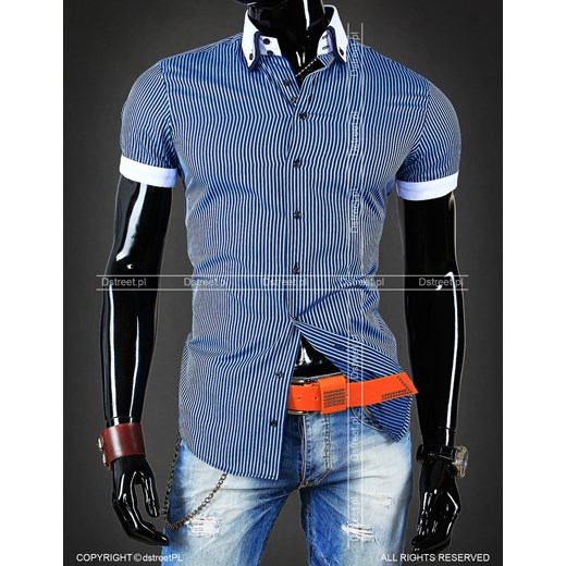 Koszula z krótkim rękawem (kx0537) dstreet niebieski rękawy