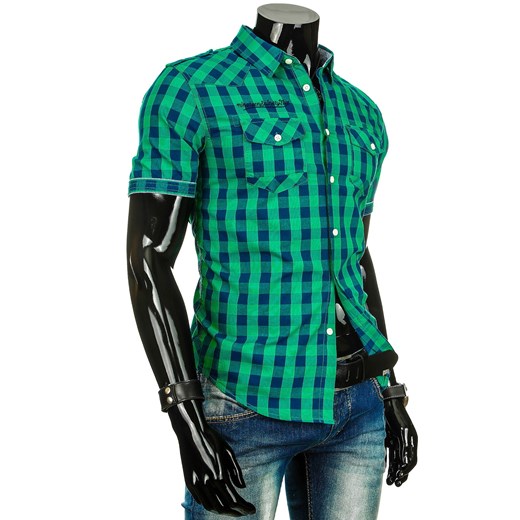 Koszula z krótkim rękawem (kx0368) dstreet zielony minimalistyczny