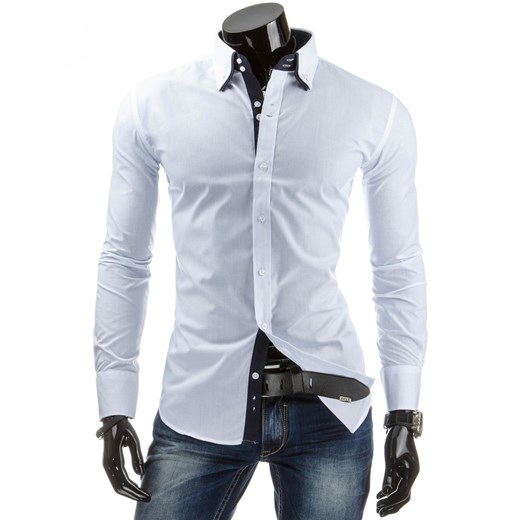 Koszula męska biała (dx0689) dstreet niebieski koszule