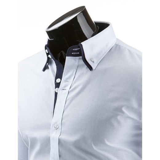 Koszula męska biała (dx0689) dstreet niebieski slim