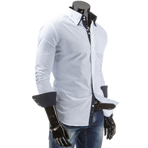 Koszula męska biała (dx0689) dstreet niebieski Koszule męskie slim