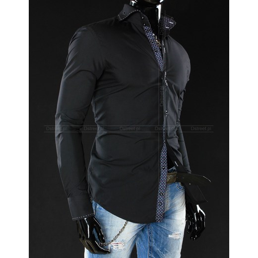 Koszula z długim rękawem (dx0499) dstreet czarny Koszule z długim rękawem męskie