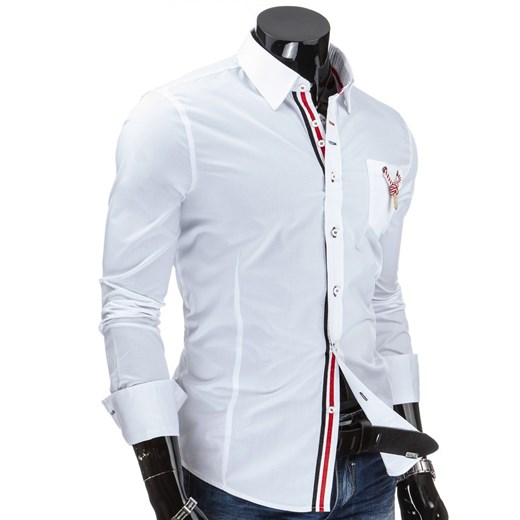 Koszula męska biała (dx0795) dstreet szary z kieszeniami