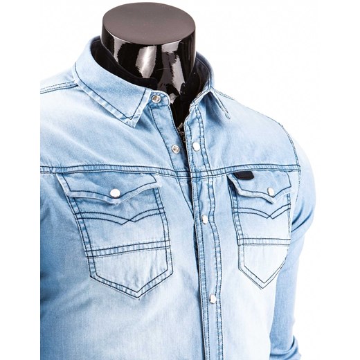 Błękitna męska koszula jeansowa (dx0824) dstreet niebieski koszule