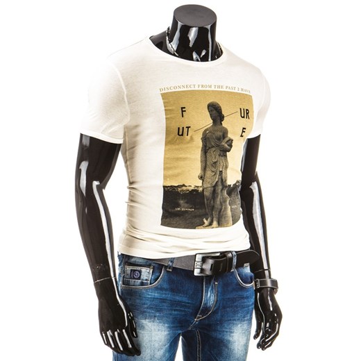 Koszulka męska z krótkim rękawem (rx1450) dstreet bezowy T-shirty męskie z nadrukiem