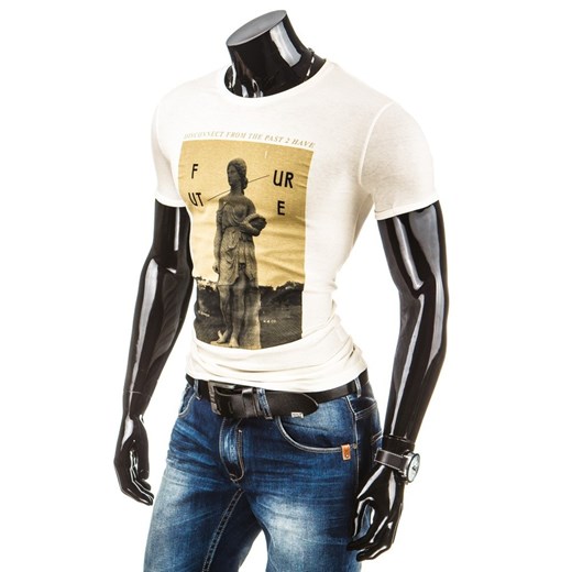 Koszulka męska z krótkim rękawem (rx1450) dstreet bialy bawełna