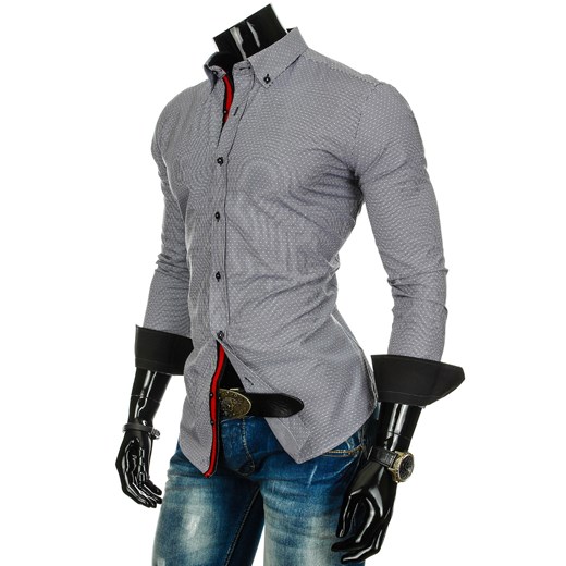 Koszula męska z długim rękawem (dx0213) dstreet szary minimalistyczny