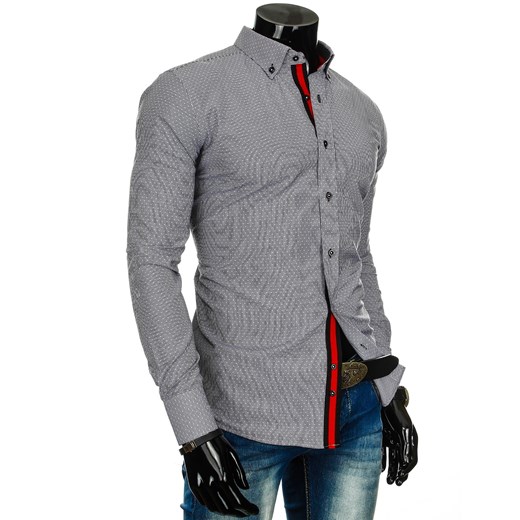 Koszula męska z długim rękawem (dx0213) dstreet szary modne