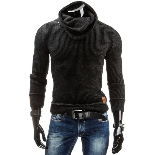 Męski sweter (wx0559) dstreet czarny dopasowane