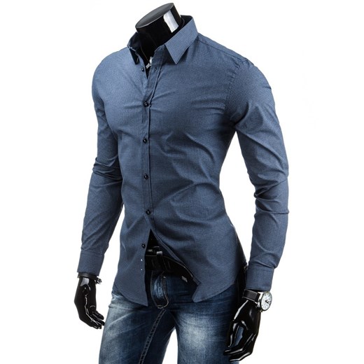 Koszula z długim rękawem (dx0776) dstreet niebieski Koszule męskie slim