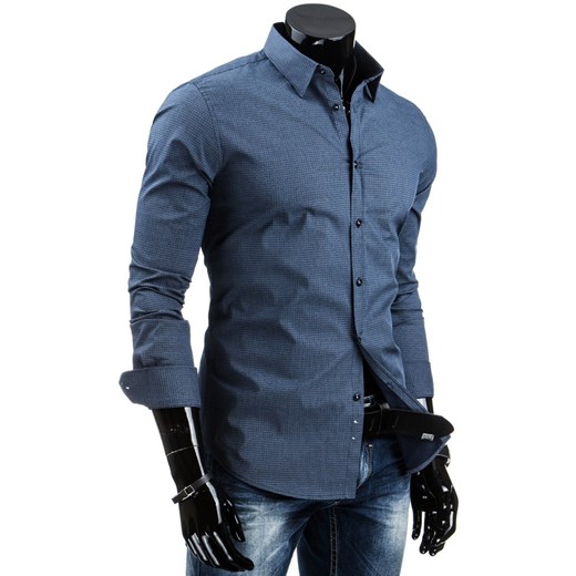 Koszula z długim rękawem (dx0776) dstreet niebieski Koszule z długim rękawem męskie