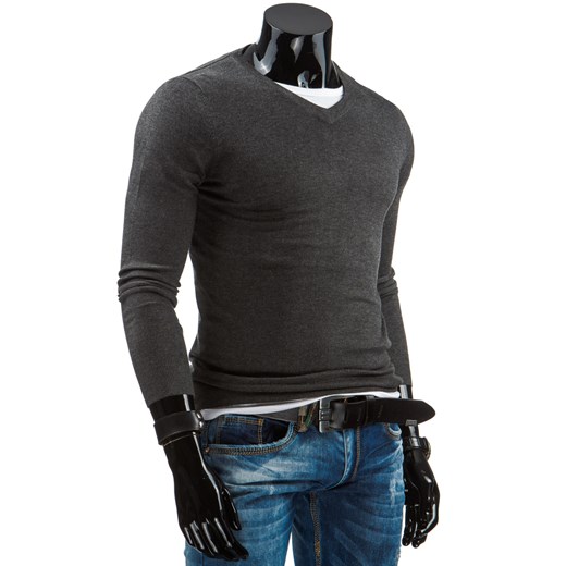 Sweter męski antracytowy (wx0605) dstreet szary elastan