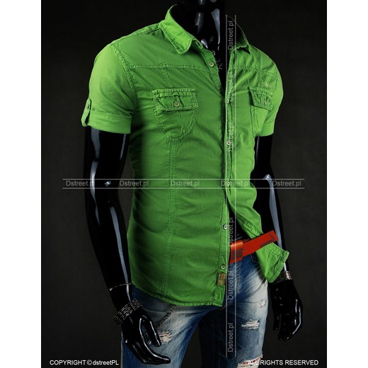 Koszula z krótkim rękawem (kx0314) dstreet zielony Koszule z krótkim rękawem męskie