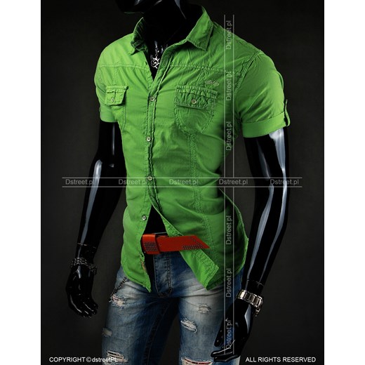 Koszula z krótkim rękawem (kx0314) dstreet zielony bawełna