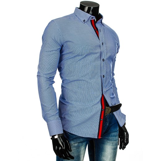 Koszula z długim rękawem (dx0214) dstreet niebieski minimalistyczny