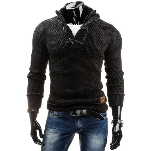Sweter męski (wx0560) dstreet czarny dopasowane