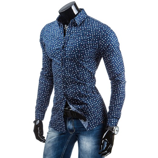 Koszula z długim rękawem (dx0767) dstreet niebieski Koszule męskie slim