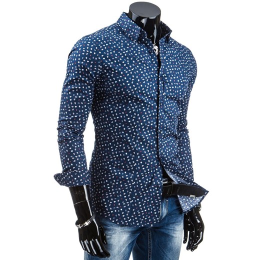 Koszula z długim rękawem (dx0767) dstreet niebieski Koszule z długim rękawem męskie
