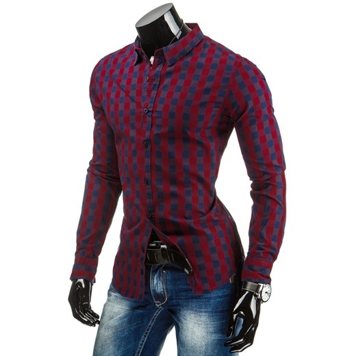 Koszula z długim rękawem (dx0746) dstreet czerwony Koszule męskie slim