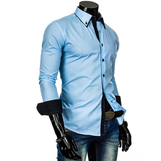 Koszula z długim rękawem (dx0250) dstreet niebieski slim