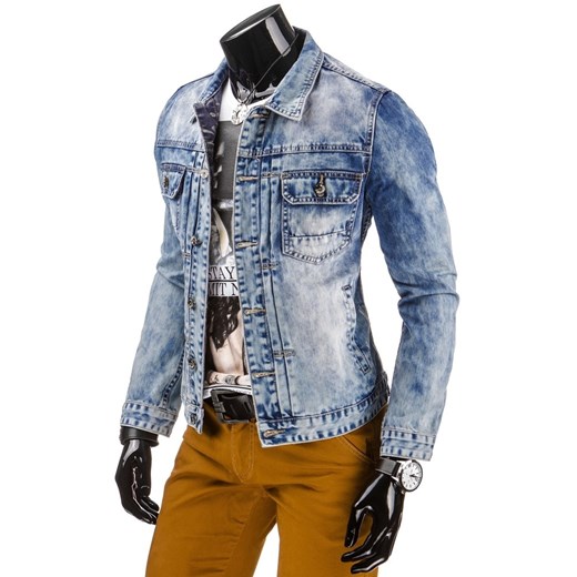 Kurtka męska niebieska (tx0855) dstreet niebieski Kurtki męskie jeansowe