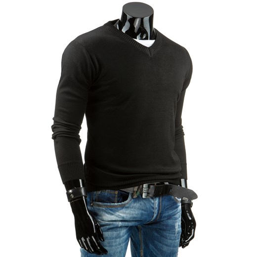 Sweter męski czarny (wx0683) dstreet czarny jesień