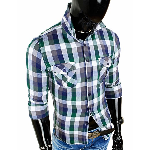 Koszula z długim rękawem w kratę (dx0029) dstreet niebieski rękawy