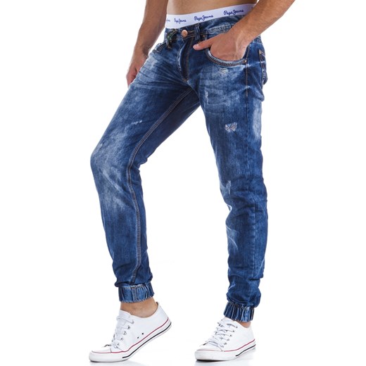 Spodnie jeansowe dekatyzowane (ux0296) dstreet niebieski młodzieżowy