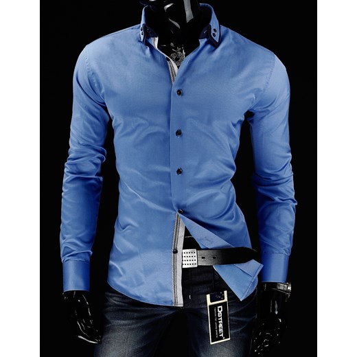 Koszula z długim rękawem (dx0366) dstreet niebieski Koszule z długim rękawem męskie
