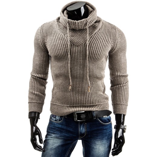 Beżowy męski sweter (wx0478) dstreet brazowy męskie