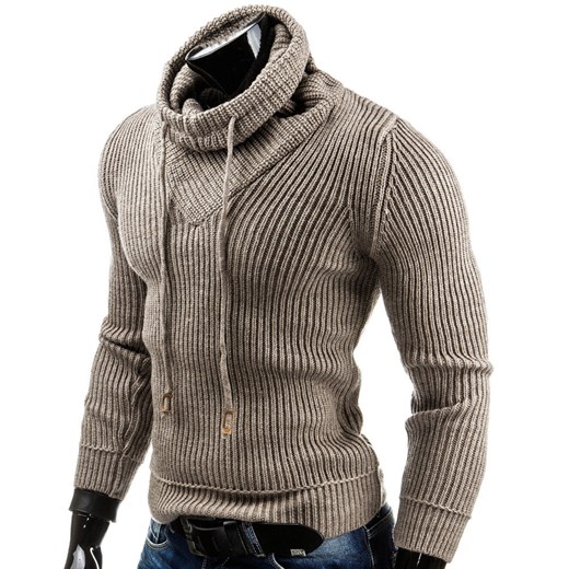 Beżowy męski sweter (wx0478) dstreet brazowy modne