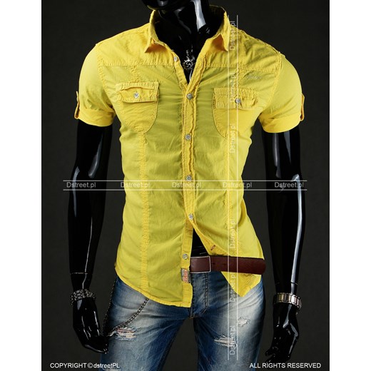 Koszula z krótkim rękawem żółta (kx0316) dstreet zielony rękawy
