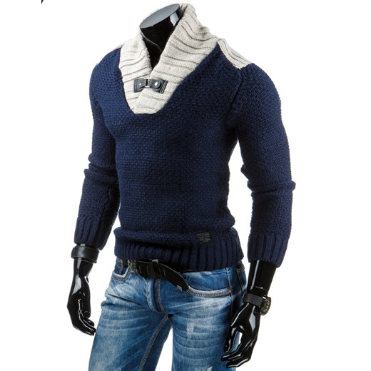Sweter męski granatowy (wx0697) dstreet czarny męskie